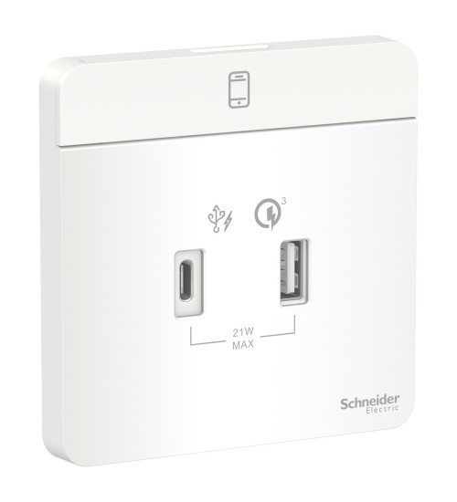 Schneider Electric E8332ACQUSB_WE - AvatarOn, USB charger, type A + C, 2.1â¦3 A, White