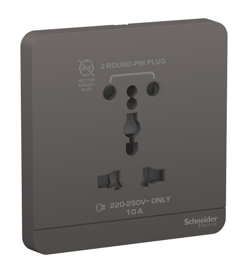 Schneider Electric E83426TSI_DG - AvatarOn, socket-outlet,10A, 2P +3P, India, Dark Grey