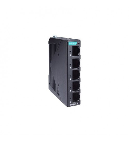 EDS-2005-EL-T, EDS-2005-EL-T Moxa, Unmanaged Fast Ethernet switch with 5 10/100BaseT(X) ports, 12/24/48 power input, metal housing, -40 to 75°C operating temperature