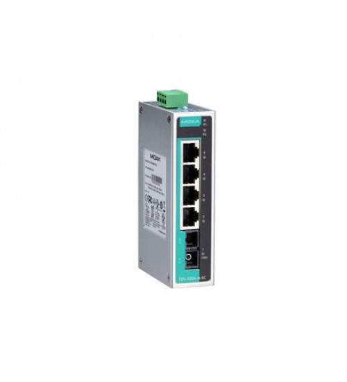 EDS-205A-M-SC-T, EDS-205A-M-SC-T Moxa, Unmanaged Ethernet switch with 4 10/100BaseT(X) ports, 1 100BaseFX multi-mode port with SC connector, -40 to 75°C operating temperature EDS-205A-M-SC-T, EDS-205A-M-SC-T Moxa, Unmanaged Ethernet switch with 4 10/100BaseT(X) ports, 1 100BaseFX multi-mode port with SC connector, -40 to 75°C operating temperature