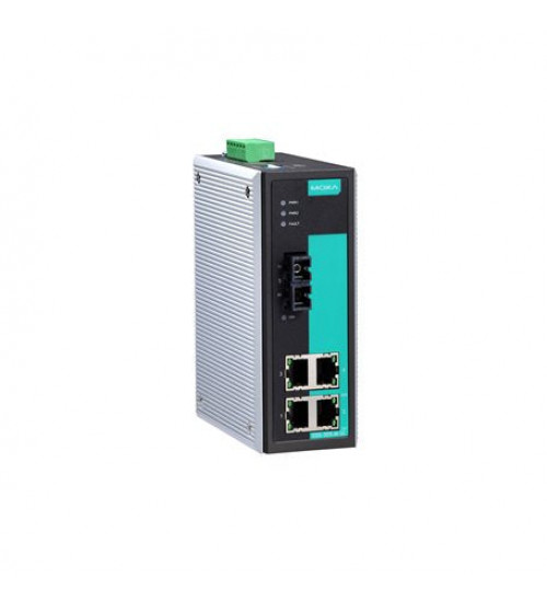 EDS-305-S-SC, EDS-305-S-SC Moxa, Unmanaged Ethernet switch with 4 10/100BaseT(X) ports, 1 100BaseFX single-mode port with SC connector, relay output warning, 0 to 60°C operating temperature