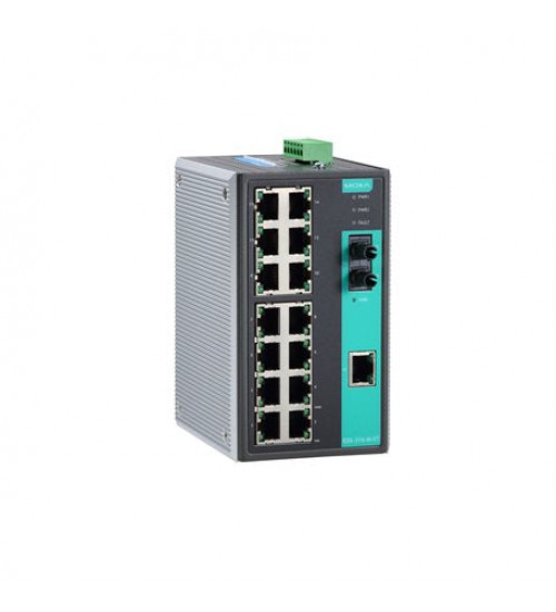 EDS-316-M-ST, EDS-316-M-ST Moxa, Unmanaged Ethernet switch with 15 10/100BaseT(X) ports, 1 100BaseFX multi-mode port with ST connectors, relay output warning, -10 to 60°C operating temperature EDS-316-M-ST, EDS-316-M-ST Moxa, Unmanaged Ethernet switch with 15 10/100BaseT(X) ports, 1 100BaseFX multi-mode port with ST connectors, relay output warning, -10 to 60°C operating temperature