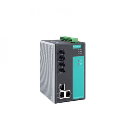 Moxa EDS-505A-MM-ST, Managed Ethernet switch with 3 10/100BaseT(X) ports, 2 100BaseFX multi-mode ports with ST connectors, -40 to 75°C operating temperature, Electrihub, Electrical store, Electrical supply store Moxa EDS-505A-MM-ST, Managed Ethernet switch with 3 10/100BaseT(X) ports, 2 100BaseFX multi-mode ports with ST connectors, -40 to 75°C operating temperature, Electrihub, Electrical store, Electrical supply store