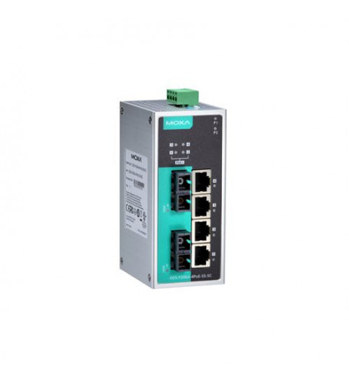 EDS-P206A-4POE-MM-SC, EDS-P206A-4POE-MM-SC Moxa, Unmanaged Ethernet switch with 4 PoE ports, 2 100BaseFX multi-mode ports with SC connectors, -10 to 60°C operating temperature EDS-P206A-4POE-MM-SC, EDS-P206A-4POE-MM-SC Moxa, Unmanaged Ethernet switch with 4 PoE ports, 2 100BaseFX multi-mode ports with SC connectors, -10 to 60°C operating temperature