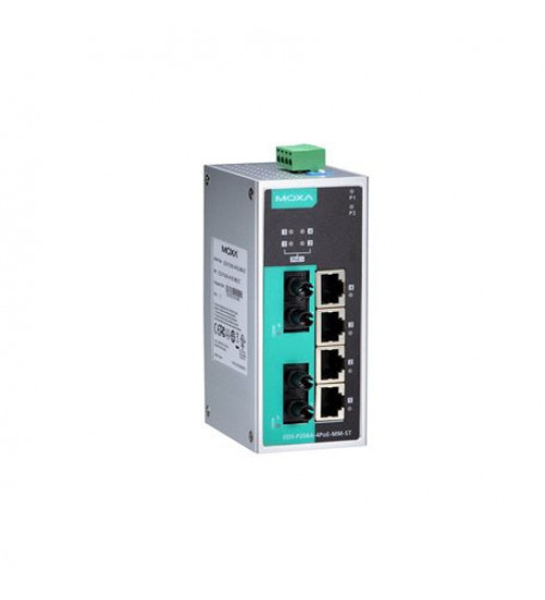 EDS-P206A-4POE-MM-ST-T, EDS-P206A-4POE-MM-ST-T Moxa, Unmanaged Ethernet switch with 4 PoE ports, 2 100BaseFX multi-mode ports with ST connectorss, -40 to 75°C operating temperature EDS-P206A-4POE-MM-ST-T, EDS-P206A-4POE-MM-ST-T Moxa, Unmanaged Ethernet switch with 4 PoE ports, 2 100BaseFX multi-mode ports with ST connectorss, -40 to 75°C operating temperature