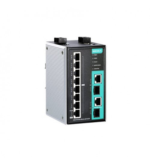 EDS-P510A-8POE-2GTXSFP-T, EDS-P510A-8POE-2GTXSFP-T Moxa, Managed Gigabit Ethernet switch with 8 PoE/PoE+ 10/100BaseT(X) ports, 2 combo 10/100/1000BaseT(X) or 100/1000BaseSFP slots for adding SFP-1G/1FE Series Gigabit/Fast Ethernet modules, -40 to 75°C operating temperature EDS-P510A-8POE-2GTXSFP-T, EDS-P510A-8POE-2GTXSFP-T Moxa, Managed Gigabit Ethernet switch with 8 PoE/PoE+ 10/100BaseT(X) ports, 2 combo 10/100/1000BaseT(X) or 100/1000BaseSFP slots for adding SFP-1G/1FE Series Gigabit/Fast Ethernet modules, -40 to 75°C operating temperature
