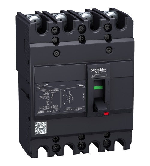 Schneider Electric EZC100H4100 - circuit breaker Easypact EZC100H - TMD - 100 A - 4 poles 3d