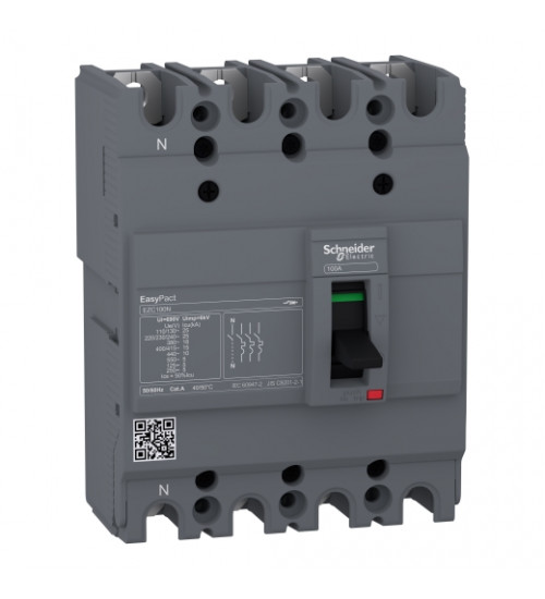 Schneider Electric EZC100N4100 - circuit breaker Easypact EZC100N - TMD - 100 A - 4 poles 3d