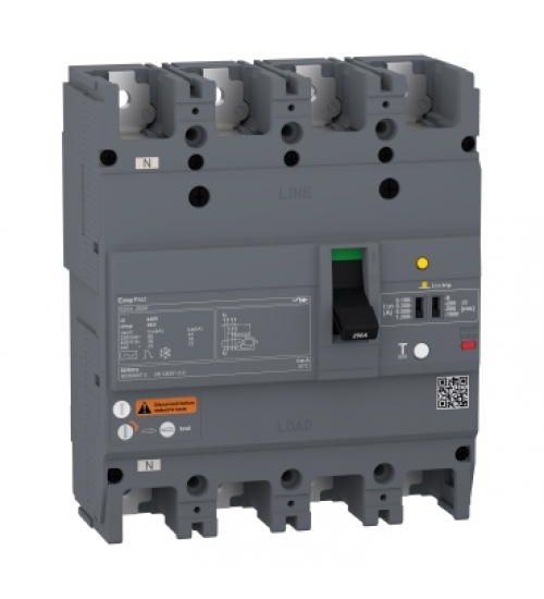 EZCV250H4250 - circuit breaker Easypact EZCV250H - TMD - 250 A - 4 poles 3d - Schneider Electric - Electrihub