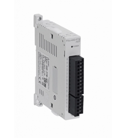 PLC, FX3U Analog input module for Pt100 elements; 4 inputs;wide temp. range