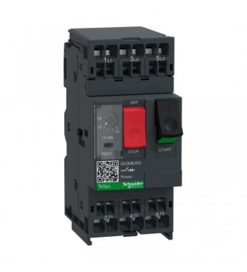 Schneider Electric GV2ME203 - Motor circuit breaker, TeSys GV2, 3P, 13-18 A, thermal magnetic, spring terminals