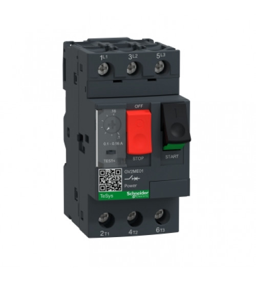 GV2ME21 - TeSys Deca Manual Starter and Protector, thermal magnetic circuit protector, push buttons, 17 to 23 A, screw clamp - Schneider Electric