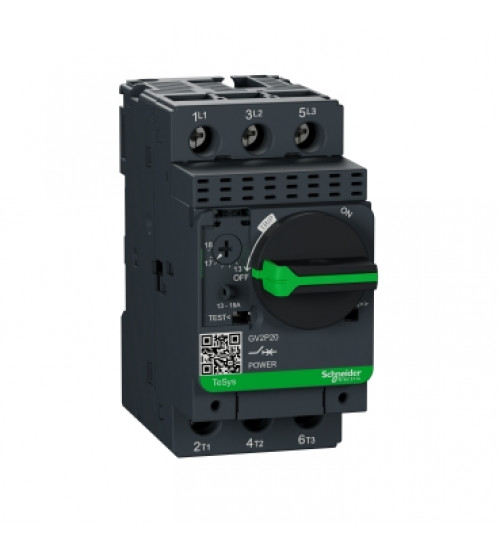 GV2P22 - Manual Motor Starter, TeSys Deca, thermal magnetic circuit protector, rotary handle, 20 to 25 A, screw clamp - Schneider Electric