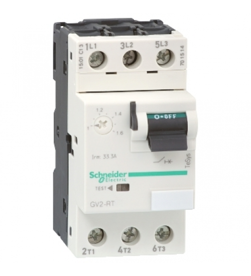 GV2RT04 - Motor circuit breaker, TeSys GV2, 3P, 0.4-0.63 A, thermal magnetic, screw clamp terminals - Schneider Electric - Electrihub