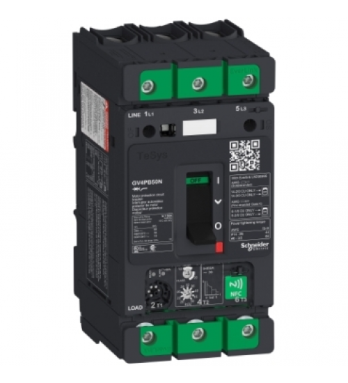 GV4PB50N - Motor circuit breaker, TeSys Deca, 3P, 50A, Icu 50kA, thermal magnetic, multifunction, UL489 - Schneider Electric