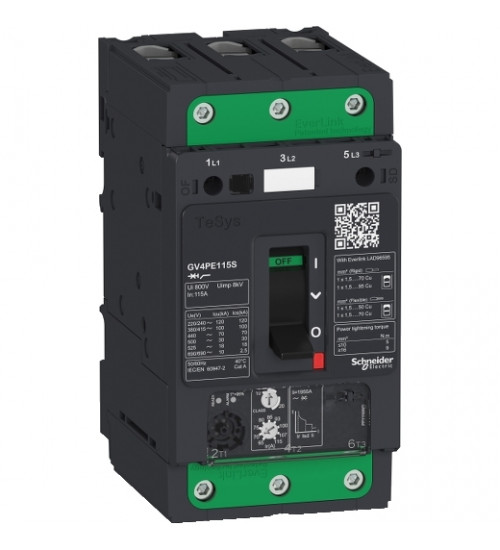 Schneider Electric GV4PE12N - Motor circuit breaker, TeSys GV4, 3P, 12.5A, Icu 50kA, thermal magnetic, Everlink terminals
