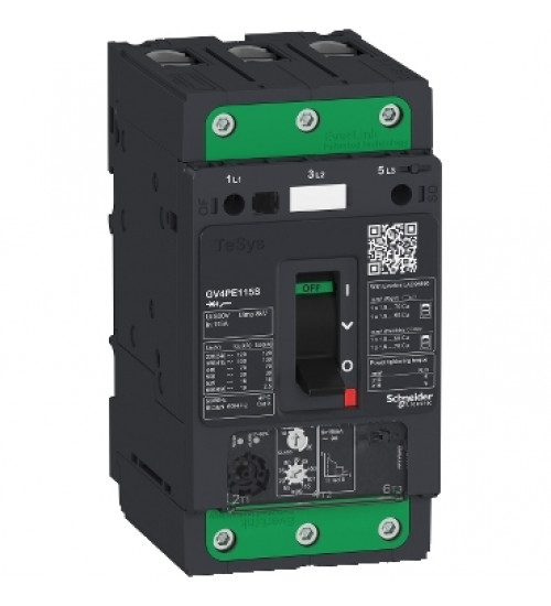 Schneider Electric GV4PE80N - Motor circuit breaker, TeSys GV4, 3P, 80A, Icu 50kA, thermal magnetic, Everlink terminals