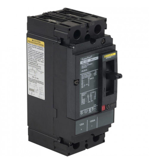 Square D HDL26125 - Circuit breaker, PowerPacT H, 125A, 2 pole, 600VAC, 14kA, lugs, thermal magnetic, 80% | Schneider Electric
