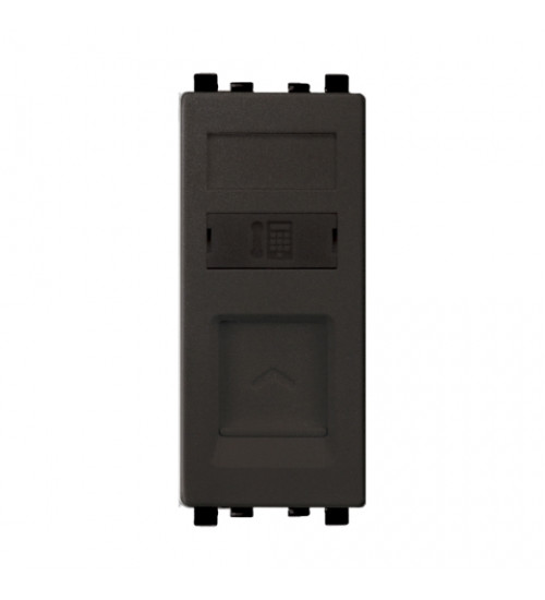 Schneider Electric IN8431RJS4(BZ) - Telephone socket, ZENcelo, 1.5A, RJ11, 1 gang, with shuttered wallplate, bronze