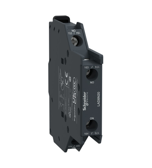 Schneider Electric LAD8N20 - Auxiliary contact block, TeSys D, 2NO, side mounting, screw clamp terminals