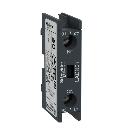 Schneider Electric LADN01 - Auxiliary contact block, TeSys D, 1NC, front mounting, screw clamp terminals