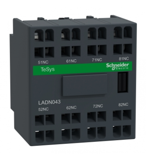 LADN043 - Auxiliary contact block, TeSys D, 4NC, front mounting, spring terminals - Schneider Electric