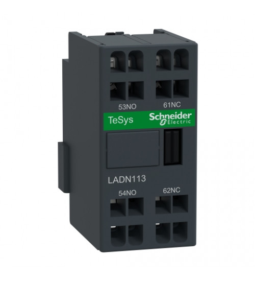 Schneider Electric LADN113 - Auxiliary contact block, TeSys D, 1NO + 1NC, front mounting, spring terminals
