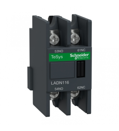 LADN116 - Auxiliary contact block, TeSys D, 1NO + 1NC, front mounting, lugs-ring terminals - Schneider Electric