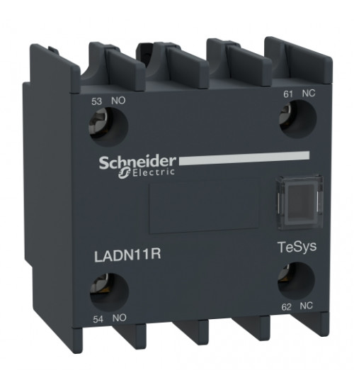 LADN11R - Auxiliary contact block, TeSys D, 1NO + 1NC, front mounting, screw clamp terminals - Schneider Electric