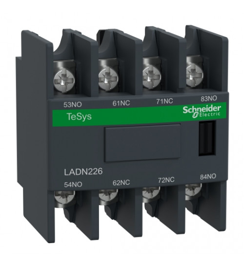 Schneider Electric LADN226 - Auxiliary contact block, TeSys D, 2NO + 2NC, front mounting, lugs-ring terminals