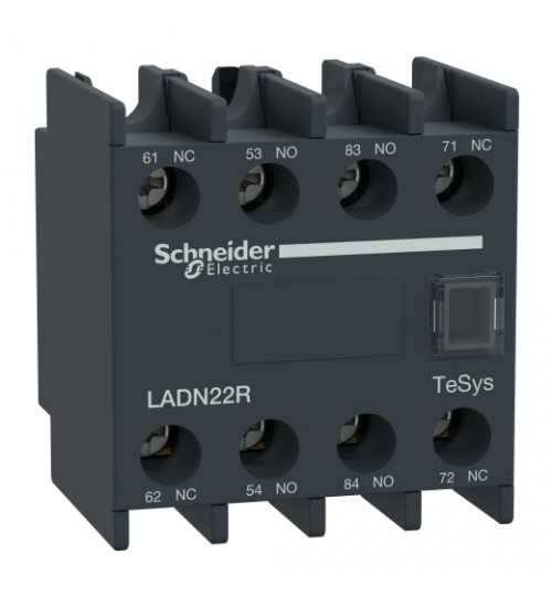 LADN22R - Auxiliary contact block, TeSys Deca, 2NO+2NC, screw clamp terminals - Schneider Electric
