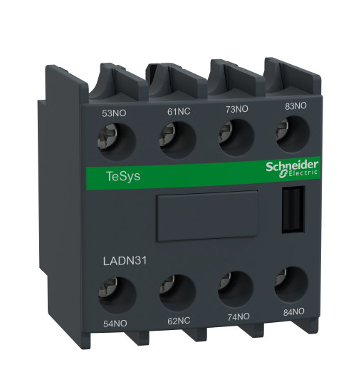 Schneider Electric LADN31 - Auxiliary contact block, TeSys D, 3NO + 1NC, front mounting, screw clamp terminals