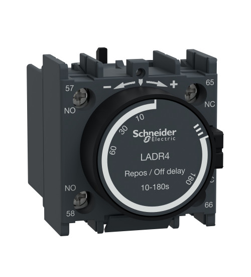 Schneider Electric LADR4 - TeSys D - time delay auxiliary contact block - 1 NO + 1 NC screw clamp terminals