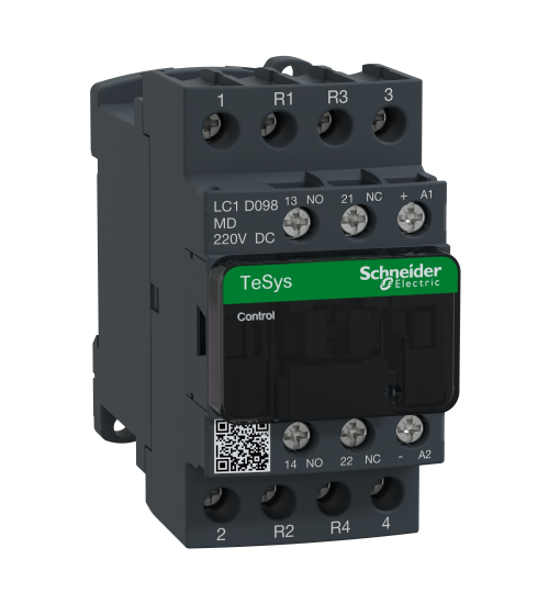 Schneider Electric LC1D098MD - TeSys D contactor - 4P(2 NO + 2 NC) - AC-1 - 440 V 20 A - 220 V DC coil