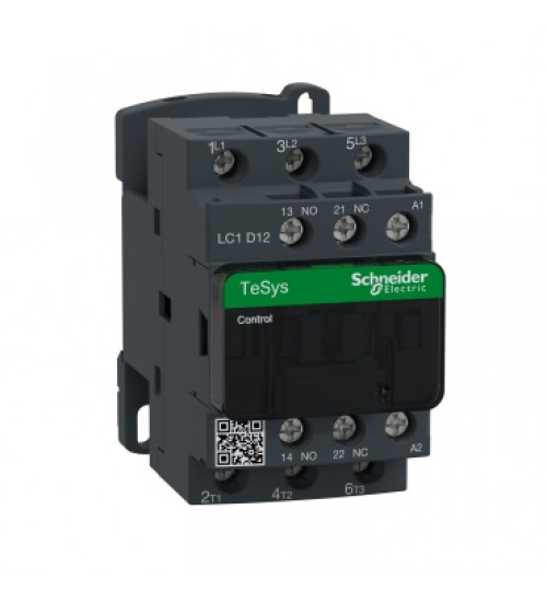 LC1D12M7 - Contactor, TeSys Deca, nonreversing, 12A, 7.5HP at 480VAC, up to 100kA SCCR, 3 phase, 3 NO, 220VAC 50/60Hz coil, open - Schneider Electric