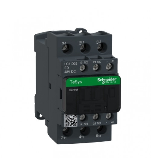 Schneider Electric LC1D25ED - TeSys D contactor - 3P(3 NO) - AC-3 - 440 V 25 A - 48 V DC coil
