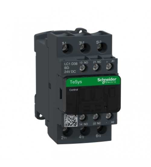 Schneider Electric LC1D38BD - TeSys D contactor - 3P(3 NO) - AC-3 - 440 V 38 A - 24 V DC standard coil