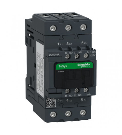Schneider Electric LC1D40AGD - TeSys D contactor - 3P(3 NO) - AC-3 - 440 V 40 A - 125 V DC standard coil