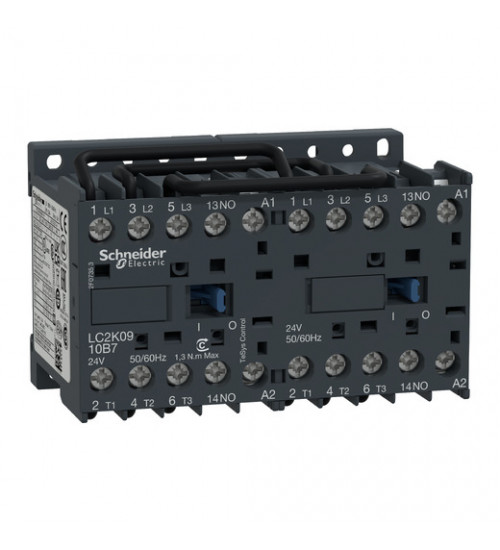 Schneider Electric LC2K0910F7 - TeSys K reversing contactor - 3P - AC-3 440 V 9 A - 1 NO - 110 V AC coil