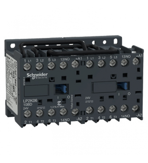 LP2K0910BD - TeSys K reversing contactor - 3P - AC-3 <= 440 V 9 A - 1 NO - 24 V DC coil - Schneider Electric