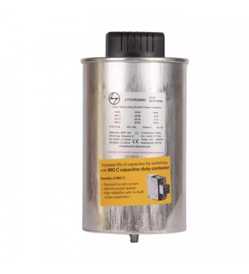 Lauritz Knudsen LTCCR305M2 Super Heavy Duty Cylindrical Capacitor 5 kVAr 525 VAC