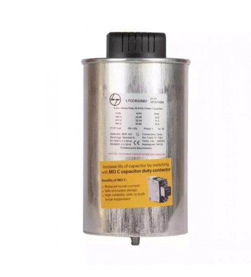 LTCCR312M2 - 12.5kVAr, 525V, 3Ph, Super Heavy Duty, Cylindrical Type Capacitor - L&T