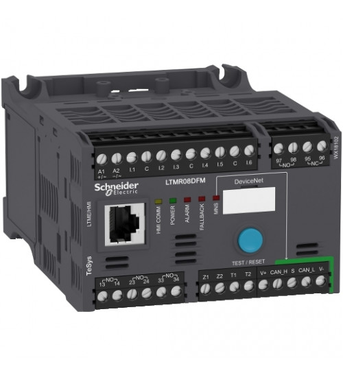 Schneider Electric LTMR08DFM - Motor Management, TeSys T, motor controller, DeviceNet, 6 logic inputs, 3 relay logic outputs, 0.4 to 8A, 100 to 240 VAC