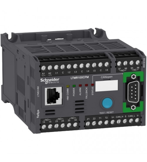 Schneider Electric LTMR100CFM - Motor Management, TeSys T, motor controller, CANopen, 6 logic inputs, 3 relay logic outputs, 5 to 100A, 100 to 240 VAC