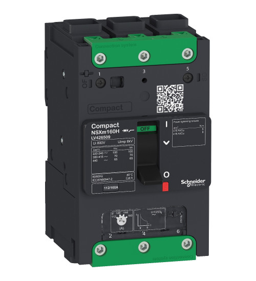 Schneider Electric LV426307 - circuit breaker Compact NSXm F (36 kA at 415 VAC), 3P, 100 A rating TMD trip unit, EverLink connectors