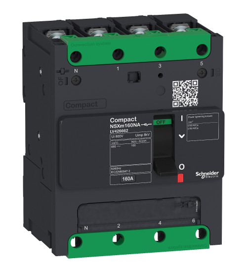 Schneider Electric LV426661 - switch disconnector Compact NSXm NA, 4P, 100A rating, compression lugs and busbar connectors