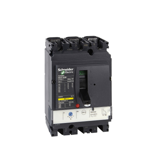 Schneider Electric LV429550 - circuit breaker Compact NSX100B, 25 kA at 415 VAC, TMD trip unit 100 A, 3 poles 3d