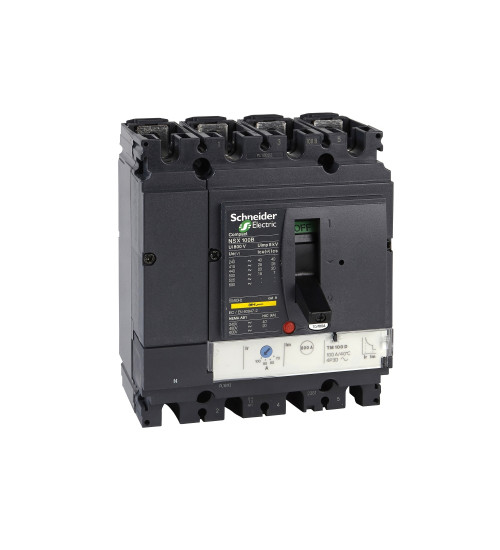 Schneider Electric LV429562 - circuit breaker Compact NSX100B, 25 kA at 415 VAC, TMD trip unit 63 A, 4 poles 3d