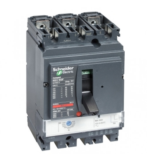 Schneider Electric LV429750 - circuit breaker Compact NSX100N, 50 kA at 415 VAC, MA trip unit 100 A, 3 poles 3d