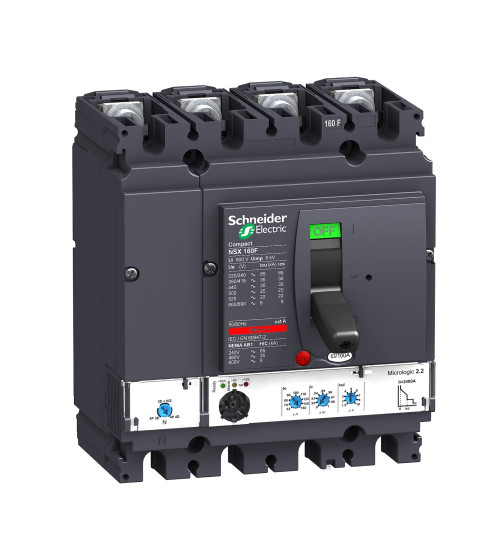 Schneider Electric LV430780 - circuit breaker Compact NSX160F, 36 kA at 415 VAC, Micrologic 2.2 trip unit 160 A, 4 poles 4d